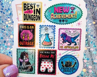 Dungeon Crawler Carl Stamp Sticker, DCC Princess Donut Mongo Bookish Sticker, LitRPG Reader Gift, Rainbow Reflective Decal