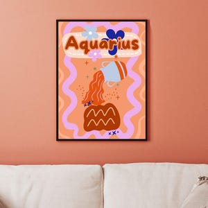 Aquarius Star Sign Zodiac Astrology Wall Art Print | Aquarius Birthday Gift, Aquarius Horoscope, Aquarius Poster, Aquarius Constellation