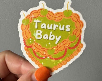 Taurus Baby Star Sign Zodiac Astrology Vinyl Waterproof Holographic Glitter Sticker | Taurus Sticker, Decal Laptop Sticker, Journal Stickers