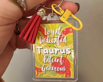 Taurus Star Sign Zodiac Astrology Keyring Keychain Bag Charm Accessory | Taurus Keyring, Zodiac Keyring, Taurus Gift, Astrology Gift