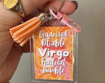 Virgo Star Sign Zodiac Astrology Keyring Keychain Bag Charm Accessory | Virgo Keyring, Astrology Keychain, Zodiac Keyring, Zodiac Symbol