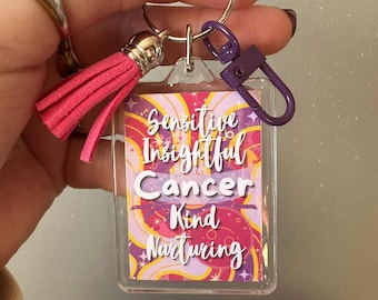 Llavero con el signo zodiacal de Cáncer / Accesorio para bolso / Llavero de Cáncer, Llavero del zodiaco, Regalo de astrología, Regalo para la mejor amiga
