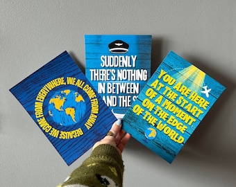 Set Of 3 Come From Away Musical Quote Song Lyrics Wall Art Prints | Me And The Sky, Welcome To The Rock, You Are Here, Newfoundland, Gander