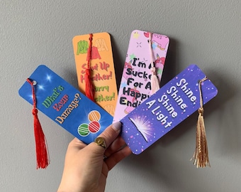Set Of 4 Heathers The Musical Quote Song Lyrics Bookmarks | What's Your Damage?, Shut Up Heather! Sorry Heather!, Shine A Light, Chandler