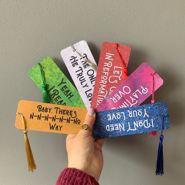 Juego de 6 marcapáginas con citas y letras de canciones de Six The Musical / Six Queen, No Way, Get Down, All You Wanna Do, I Don't Need Your Love, Henry VIII Wife