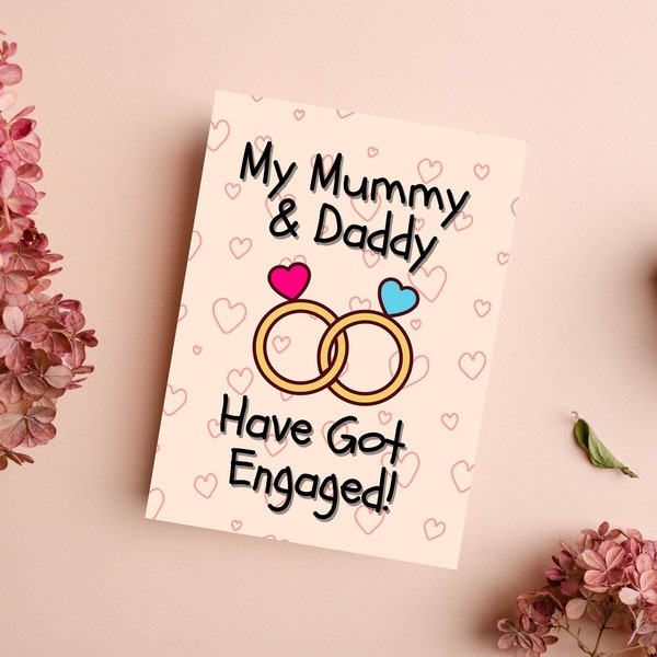 Mummy And Daddy Engagement Card | Engagement Card From Child, Engagement Card From Daughter, Engagement Card From Son, On Your Engagement