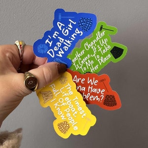 Set Of 4 Heathers The Musical Quote Vinyl Waterproof Stickers | Dead Girl Walking, Candy Store, Heather Chandler, Heathers Gifts, Lifeboat