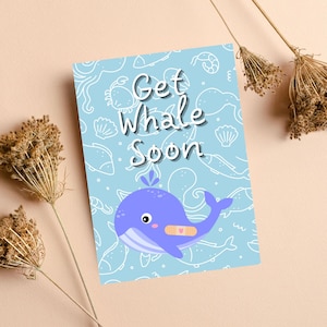 Get Whale Soon Get Well Soon Wortspiel Karte | Lustige Get Well Soon Karte, Punny Get Well Soon Karte, Get Better Soon Karte, Genesungskarte, Walkarte