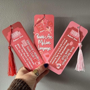 Set Of 3 Valentine&#39;s Day Book Club Bookmarks | Books Are My Love Language, Book Boyfriends Book Club, Galentine&#39;s Day Bookmark, Romance Book