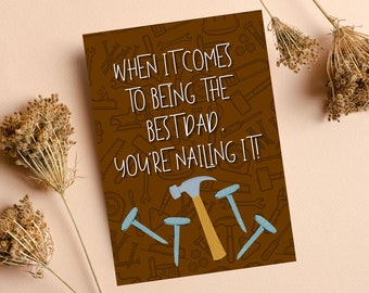 Funny DIY Building Pun Dad Card | You're Nailing It, Card For Dad, Funny Dad Birthday Card, Funny Pun Father's Day Card, Tools DIY Dad Card
