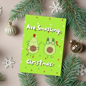 Avo Smashing Christmas Avocado Wortspiel Weihnachtskarte | Lustige Wortspiel-Weihnachtskarte, Avocado-Weihnachtskarte, zertrümmerte Avocado, niedliche Avocado-Karte