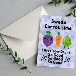 Swede Karotte Lime Sweet Caroline Songtexte Wortspiel Karte | Lustige Geburtstagskarte für Papa, Lustige Vatertagskarte, Lustige Fußball-Geburtstagskarte