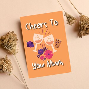 Cheers To You Mum Wine Card | Wine Mother&#39;s Day Card, Wine Mum Birthday Card, Wine Lover Card, Wine Mum Card, Funny Mum Card, Card For Mum