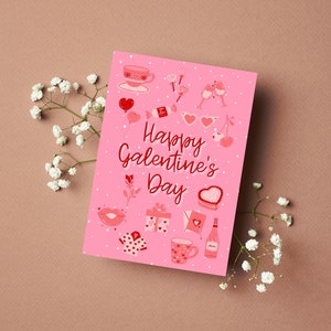 Happy Galentine's Day Card | Galentine's Card, Best Friend Valentine's Day Card, Sister Galentine's Card, Palentine's Card, Love You Bestie