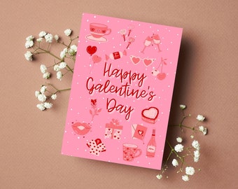 Happy Galentine's Day Card | Galentine's Card, Best Friend Valentine's Day Card, Sister Galentine's Card, Palentine's Card, Love You Bestie