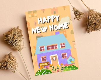 Happy New Home Card | New Apartment Card, New Home Announcement Card, New Address Card, Housewarming Card, Moving House Card, New House Card