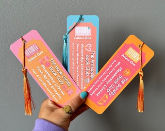 Set van 3 boekenclubbladwijzers | De Book Girlies Book Club, Asociale Book Club, Sunday Book Club, Bookmark Ticket, Reader Era, Cosy Reader