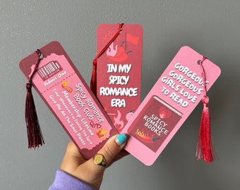 Set Of 3 Spicy Romance Bookmarks | Spicy Romance Era, Spicy Romance Book Club, Spicy Romance Book Lover, Bookmark Ticket Voucher, Smut Lover