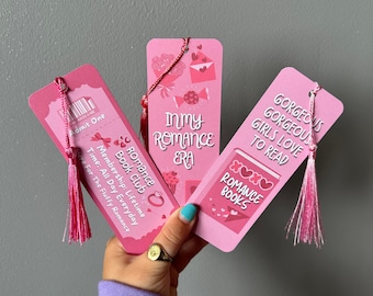 Set Of 3 Cute Pink Romance Bookmarks | In My Romance Era, Romance Book Club Ticket, Book Genre Bookmark, Romance Reader, Romance Book Lover