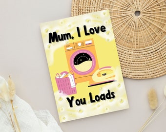 Love You Loads Mum Pun Card | Funny Mother's Day Card, Funny Mum Birthday Card, Silly Pun Card, Punny Card, Cheeky Joke Mother's Day Card