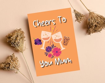 Cheers To You Mum Wine Card | Wine Mother's Day Card, Wine Mum Birthday Card, Wine Lover Card, Wine Mum Card, Funny Mum Card, Card For Mum