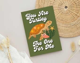 Turtle Pun The One Love Card | Animal Pun Valentines Day Card, Cute Anniversary Card, Punny Turtle Card, Cute Turtle Card, Turtle Lover Gift