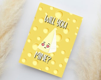 Brie Mine Funny Food Pun Quote Card | Cheesy Valentine's Card, Cheesy Anniversary Card, Cheese Pun, Cheese Lover Card, Be Mine, Punny Card