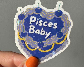 Pisces Baby Star Sign Zodiac Astrology Vinyl Waterproof Holographic Glitter Sticker | Pisces Sticker, Zodiac Stickers, Astrology Stickers