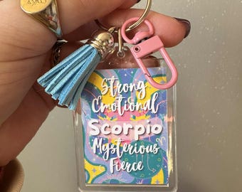 Scorpio Star Sign Zodiac Astrology Keyring Keychain Bag Charm Accessory |Scorpio Keyring, Astrology Gift, Zodiac Keychain, Star Sign Keyring