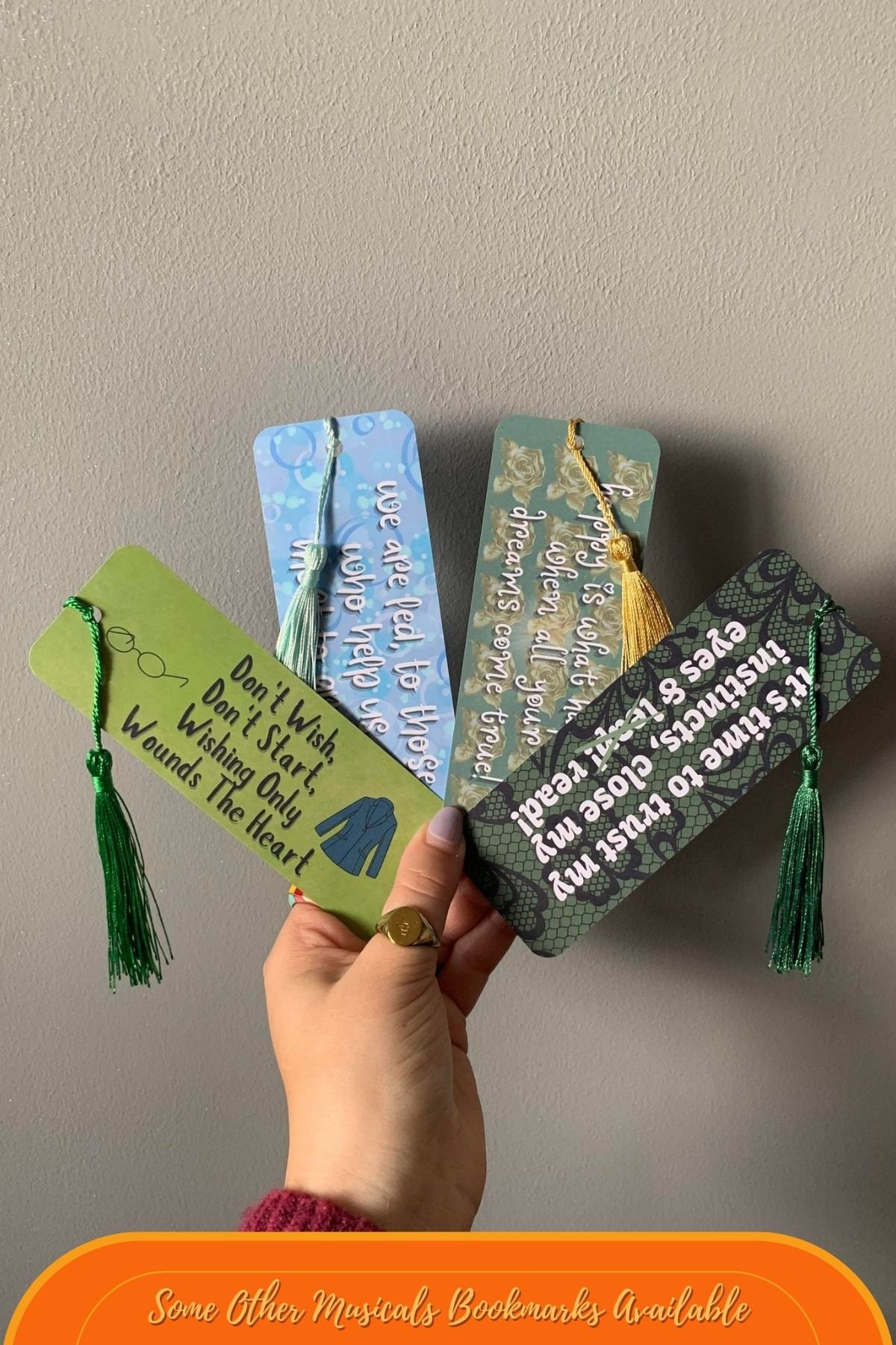 Set of 4 Les Misérables Musical Quote Song Lyrics Bookmarks