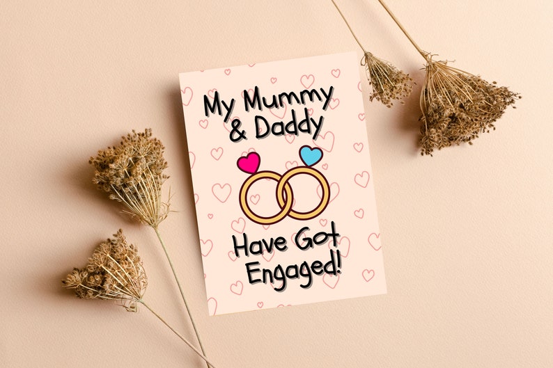 Mummy And Daddy Engagement Card Engagement Card From Child, Engagement Card From Daughter, Engagement Card From Son, On Your Engagement image 3
