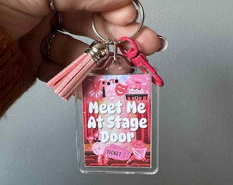 Meet Me At Stage Door Pink Keyring Keychain Bag Charm Accessory | Musical Theatre Gift, Theatre Lover Gift, Theater Gifts, Theatre Nerd Gift