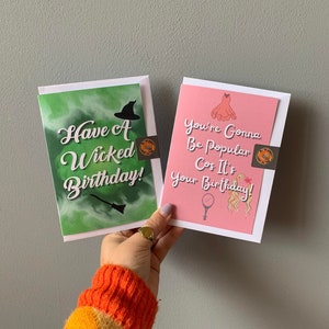 Set von 2 Wicked Musical Zitat Lyrics Karten | Wicked Popular Song, Elphaba Witch, Glinda, Musical Theater Geburtstagskarte, Musical Theater Geschenk