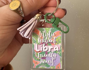Libra Star Sign Zodiac Astrology Keyring Keychain Bag Charm Accessory | Libra Keyring, Zodiac Keyring, Star Sign Keyring, Zodiac Keychain