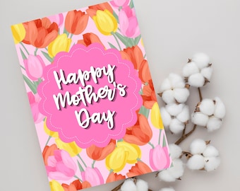 Happy Mother's Day Card | Tulip Mother's Day Card, Floral Mother's Day Card, Tulip Mothering Sunday Card, Flower Mum Card, Floral Tulip Card