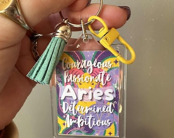 Aries Star Sign Zodiac Astrology Keyring Keychain Bag Charm Accessory | Aries Keyring, Zodiac Keychain, Aries Gift, April Birthday Gift