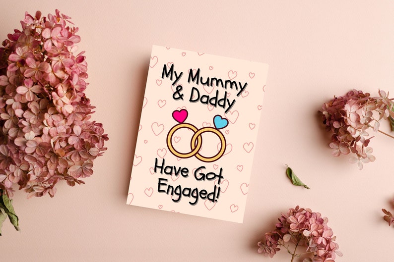 Mummy And Daddy Engagement Card Engagement Card From Child, Engagement Card From Daughter, Engagement Card From Son, On Your Engagement image 1