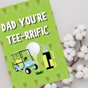 Dad You&#39;re Tee-rrific Golf Pun Card | Funny Pun Father&#39;s Day Card, Funny Dad Birthday Card, Golf Dad Card, Funny Dad Card, Card For Golfer