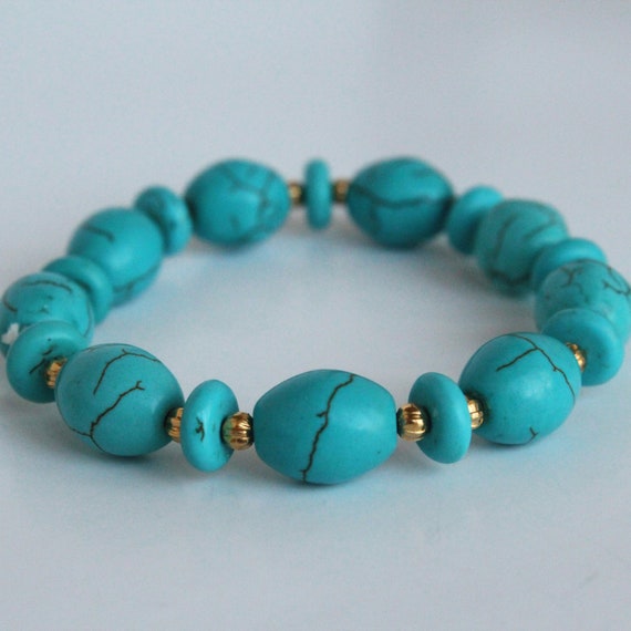 Real Turquoise Bracelet Turquoise Gold Bracelet UK - Etsy