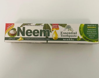 6 Tube NEEM Toothpaste 5 in 1 Essential Palace 100% Fluoride Free,Vegetable Base