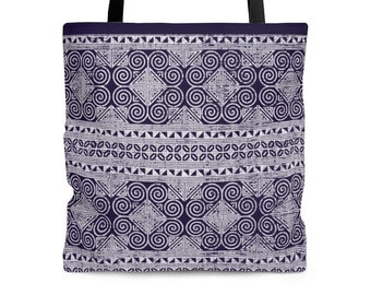 Hmong Batik Print Pattern AOP Tote Bag | Hmong Inspired | Hmong Style bag | Hmong Bag | Shopping Bag | All Purpose Bag