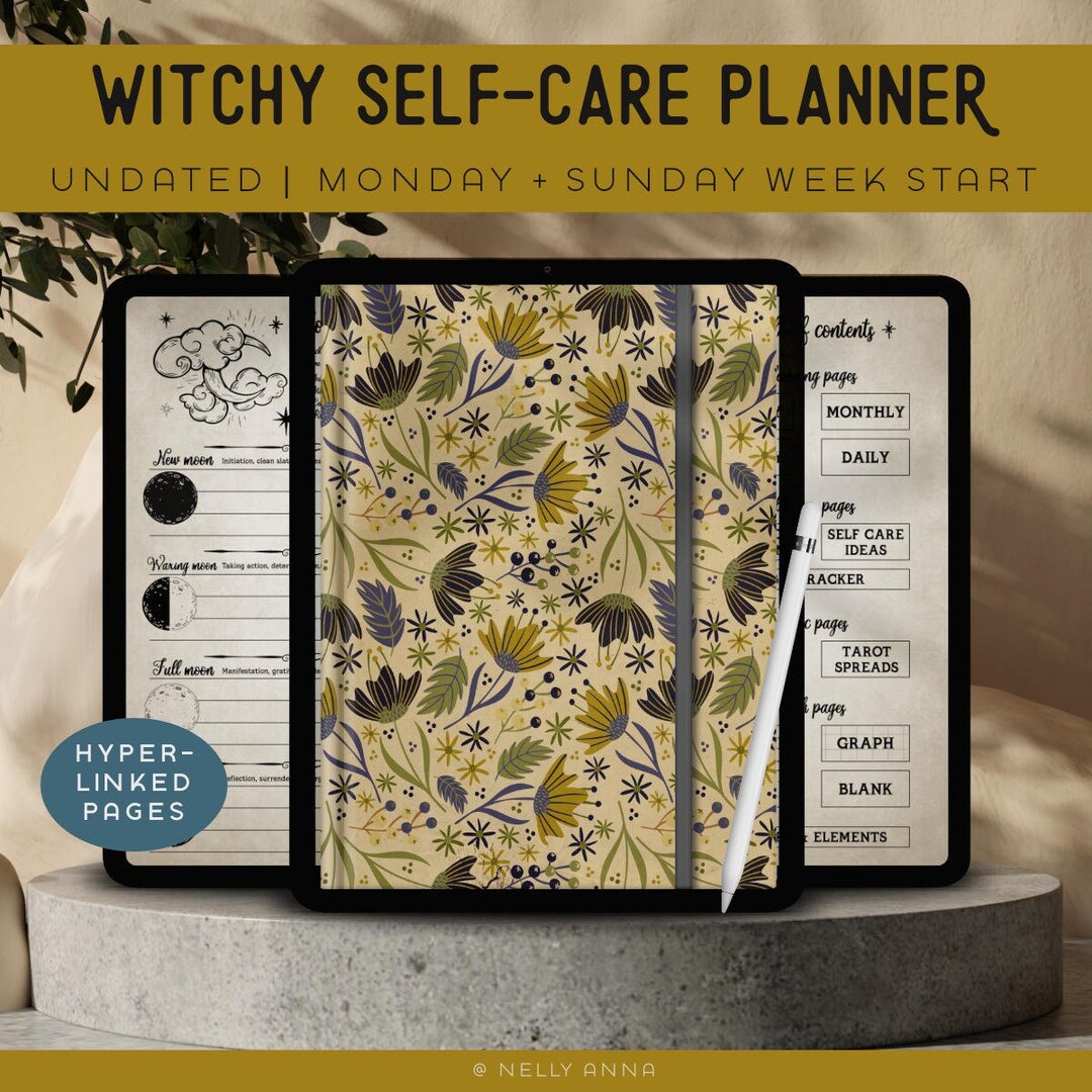 Witchy Digital Life Planner | Undated Self Care Hyperlinked | iPad ...