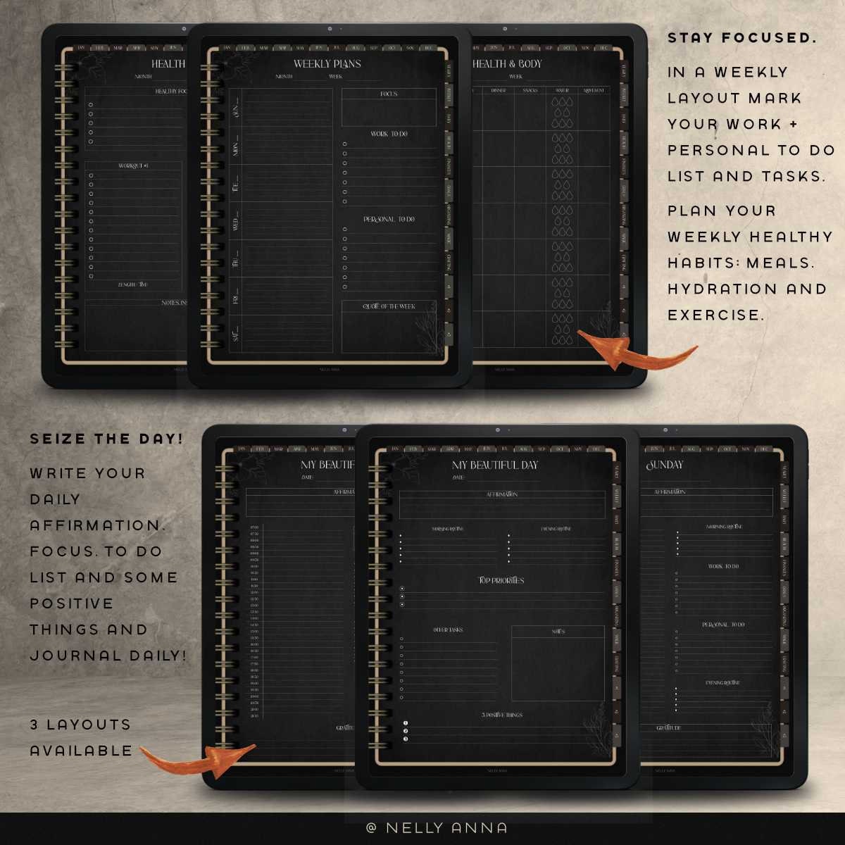 Witchy Dark Minimal Digital Planner | Undated Crafty Witch iPad Tablet ...