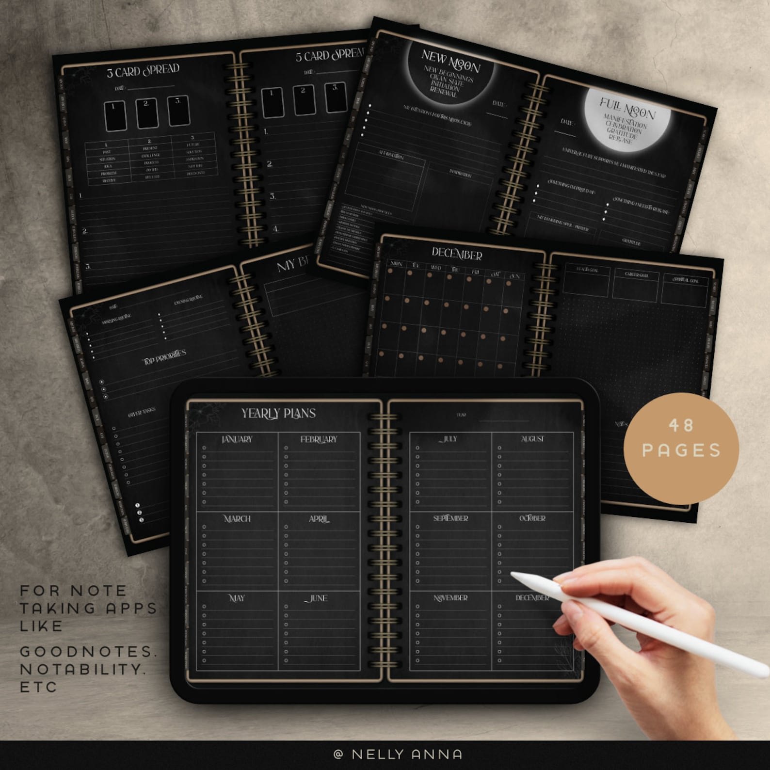 Witchy Dark Mode Digital Planner | Undated Crafty Witch Minimal iPad ...