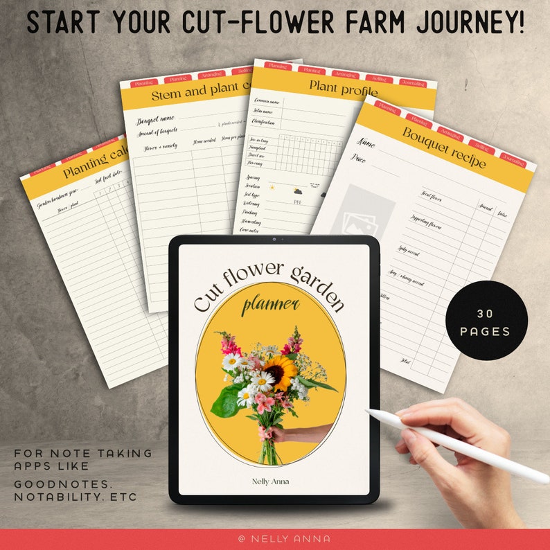 Cut Flower Garden Planner for Small Business iPad Tablet Gardening