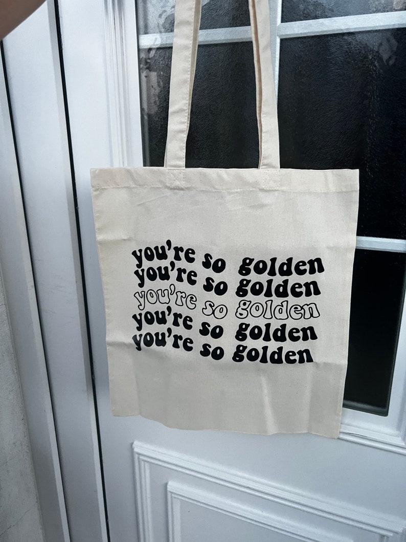 Tote bag aesthetic golden trendy affirmations Black