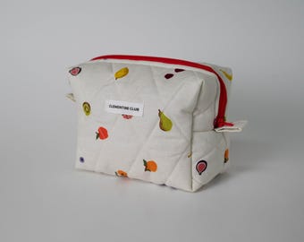 Handmade Fruit Quilted Makeup Bag, Cosmetic Bag, Toiletry Bag Women, Travel Bag