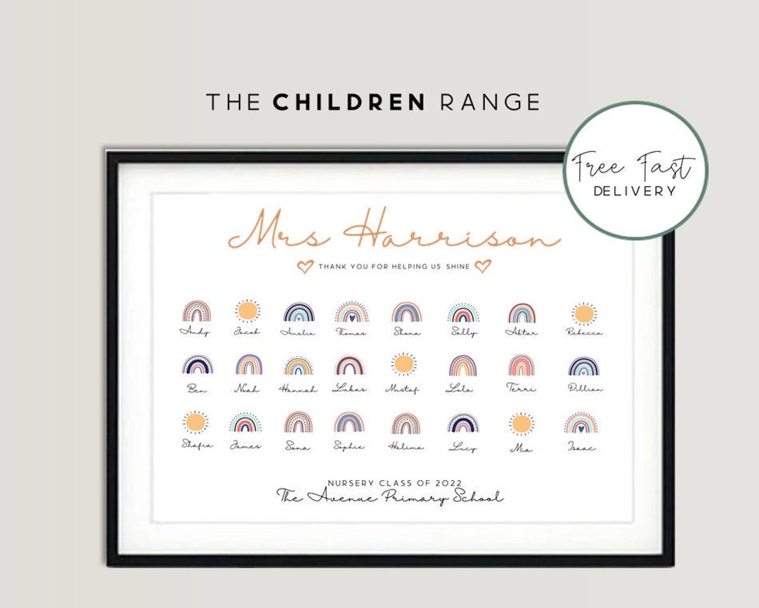Teacher End of Year Leaving Thank You Gift Print A4 Unframed Children ...