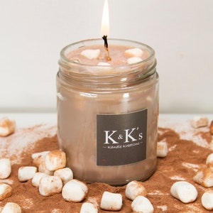 8oz Hot Chocolate with Marshmallows Soy Wax Candle - Hot Chocolate Candle - Food Candle - Winter Candle - Winter Decor - Jar Candle