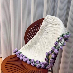 Handmade Crochet Rose Bouquet Blanket, Crochet Flower Bouquet Blanket, Soft Blanket, Mother’s Day Gift, Valentine’s Day Gift, Wedding Gift